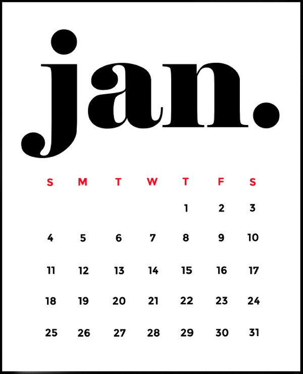 Free Minimalist 2015 Calendar Printable • Little Gold Pixel