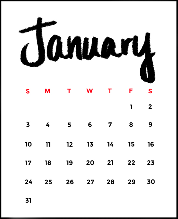 Free Minimalist 2016 Printable Calendar • Little Gold Pixel