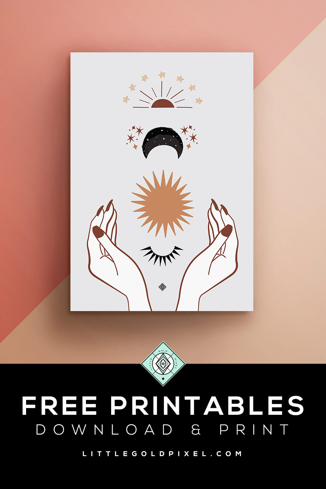 Free Magical Art Printable • Little Gold Pixel • Freebie Friday #freebie #freeart #artprintable #printable #freedownload #mystical #celestial #magical #witchy