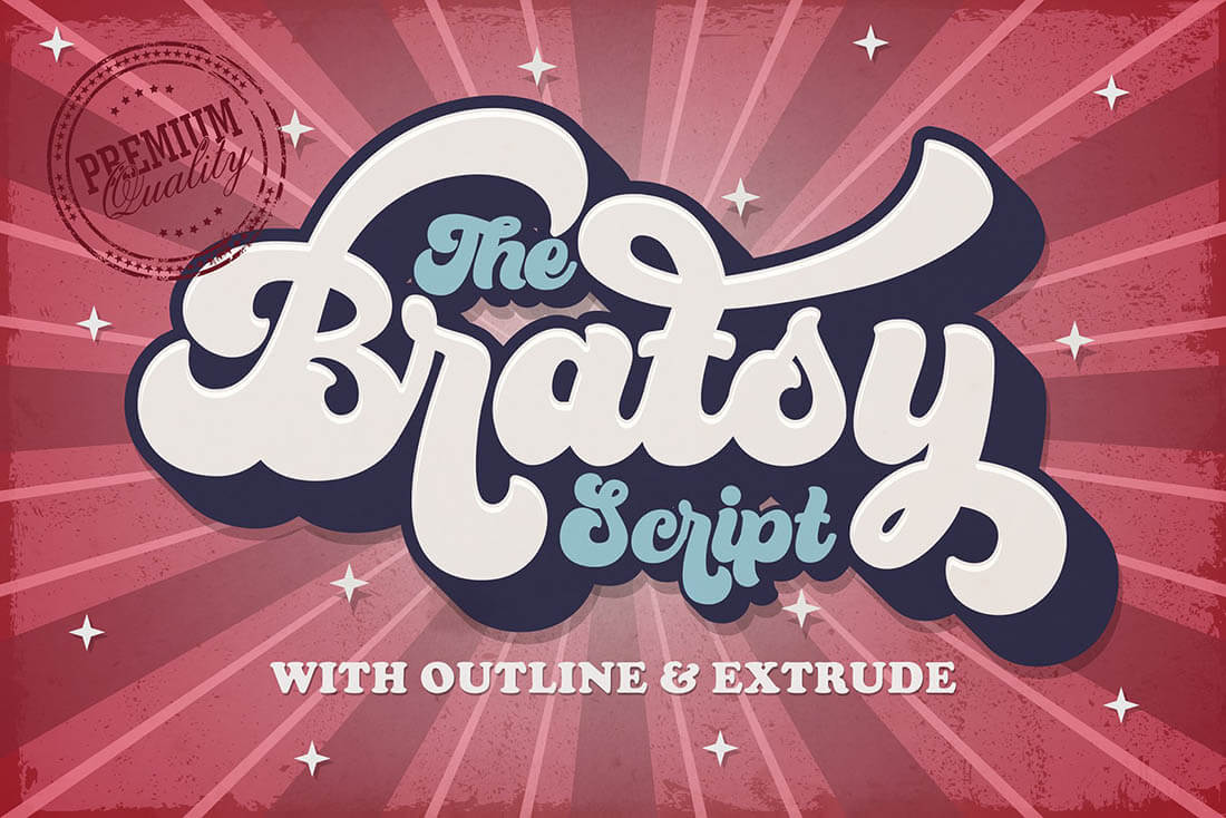 BRATSY SCRIPT • Retro Font Roundup • Little Gold Pixel • #psychedelic #groovy #hippie #retro #typography #type #typeface #fonts #graphicdesign #1970s #1960s