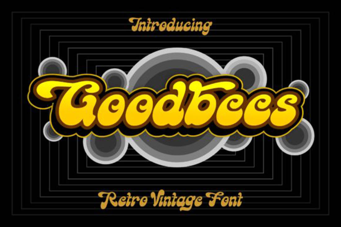 GOODBEES • Retro Font Roundup • Little Gold Pixel • #psychedelic #groovy #hippie #retro #typography #type #typeface #fonts #graphicdesign #1970s #1960s