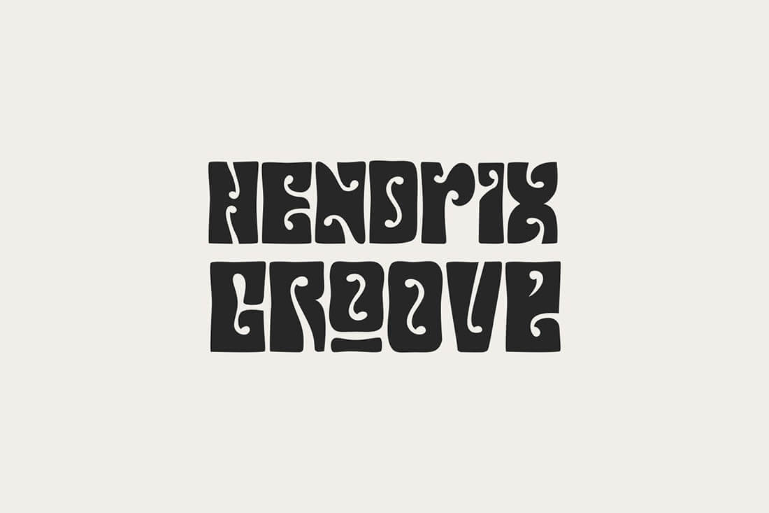 HENDRIX GROOVE • Retro Font Roundup • Little Gold Pixel • #psychedelic #groovy #hippie #retro #typography #type #typeface #fonts #graphicdesign #1970s #1960s