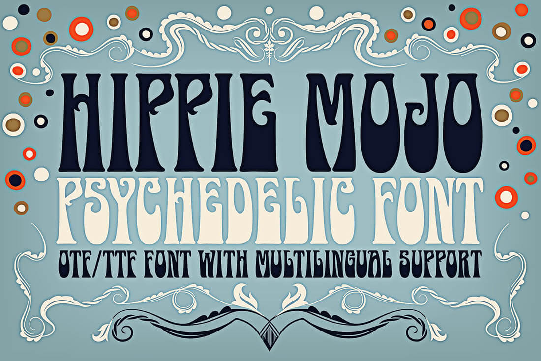 HIPPIE MOJO • Retro Font Roundup • Little Gold Pixel • #psychedelic #groovy #hippie #retro #typography #type #typeface #fonts #graphicdesign #1970s #1960s