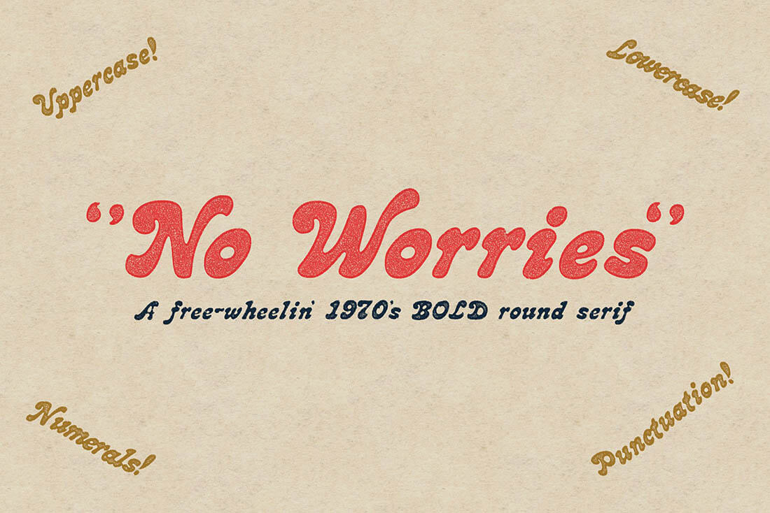 NO WORRIES • Retro Font Roundup • Little Gold Pixel • #psychedelic #groovy #hippie #retro #typography #type #typeface #fonts #graphicdesign #1970s #1960s