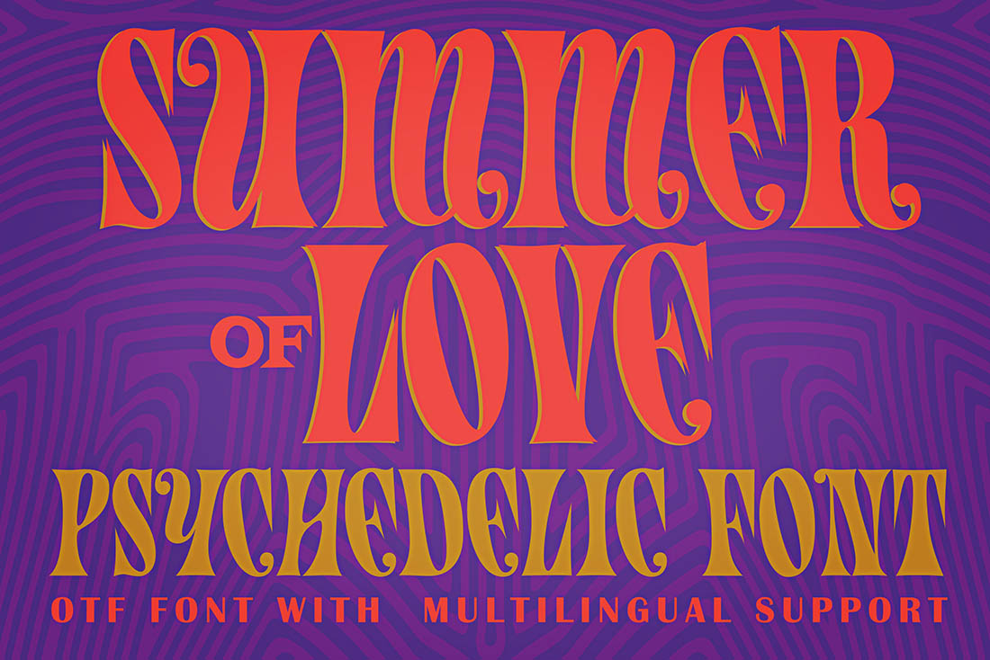 SUMMER OF LOVE • Retro Font Roundup • Little Gold Pixel • #psychedelic #groovy #hippie #retro #typography #type #typeface #fonts #graphicdesign #1970s #1960s
