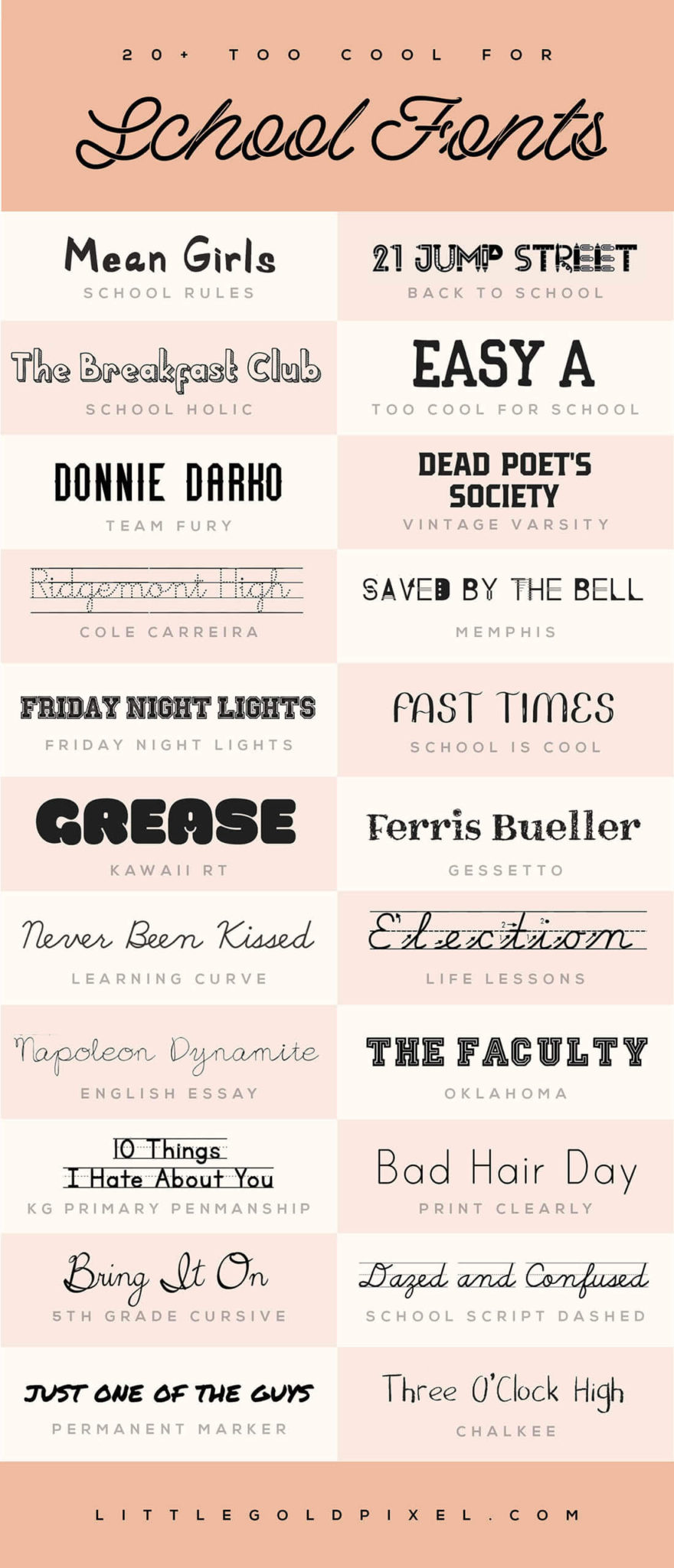 School Fonts 25 Typefaces For Cool Kids Little Gold Pixel