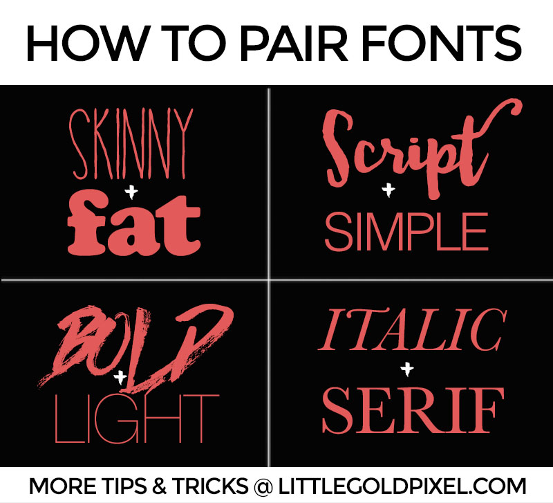 5 Simple Typography Rules • Design How-To • Little Gold Pixel • Opposites attract when it comes to font pairings.