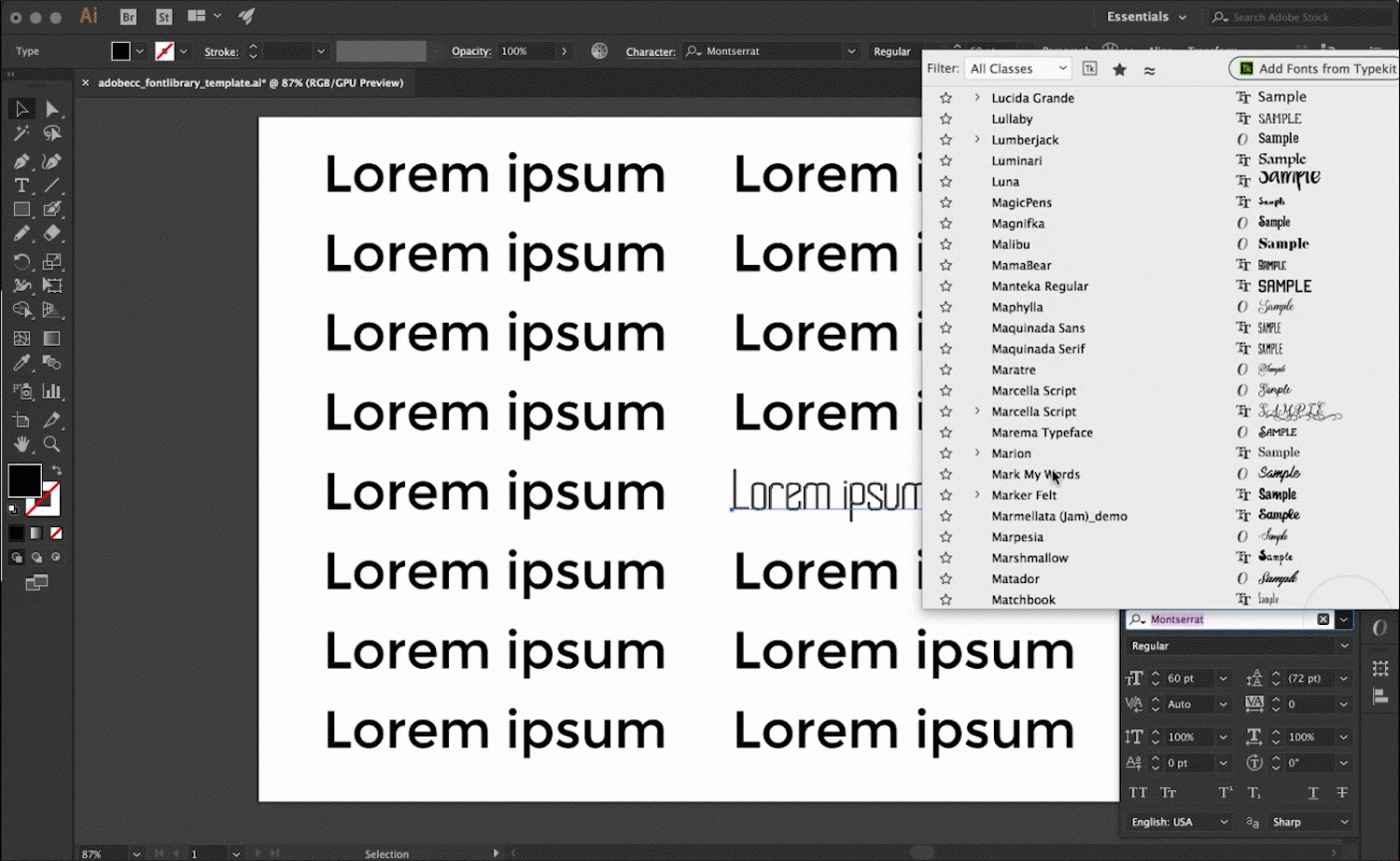 adobe cc check fonts