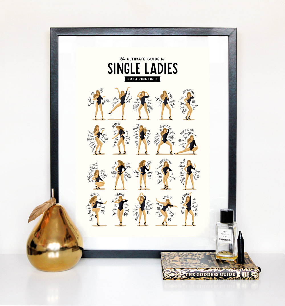 Draw Me a Song • https://www.etsy.com/listing/206619460/single-ladies-dance-music-poster-queen-b