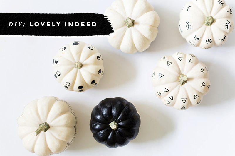 Black & White Pumpkins: Easy, Minimal, No-Carve Ideas • Little Gold Pixel • photo via Lovely Indeed