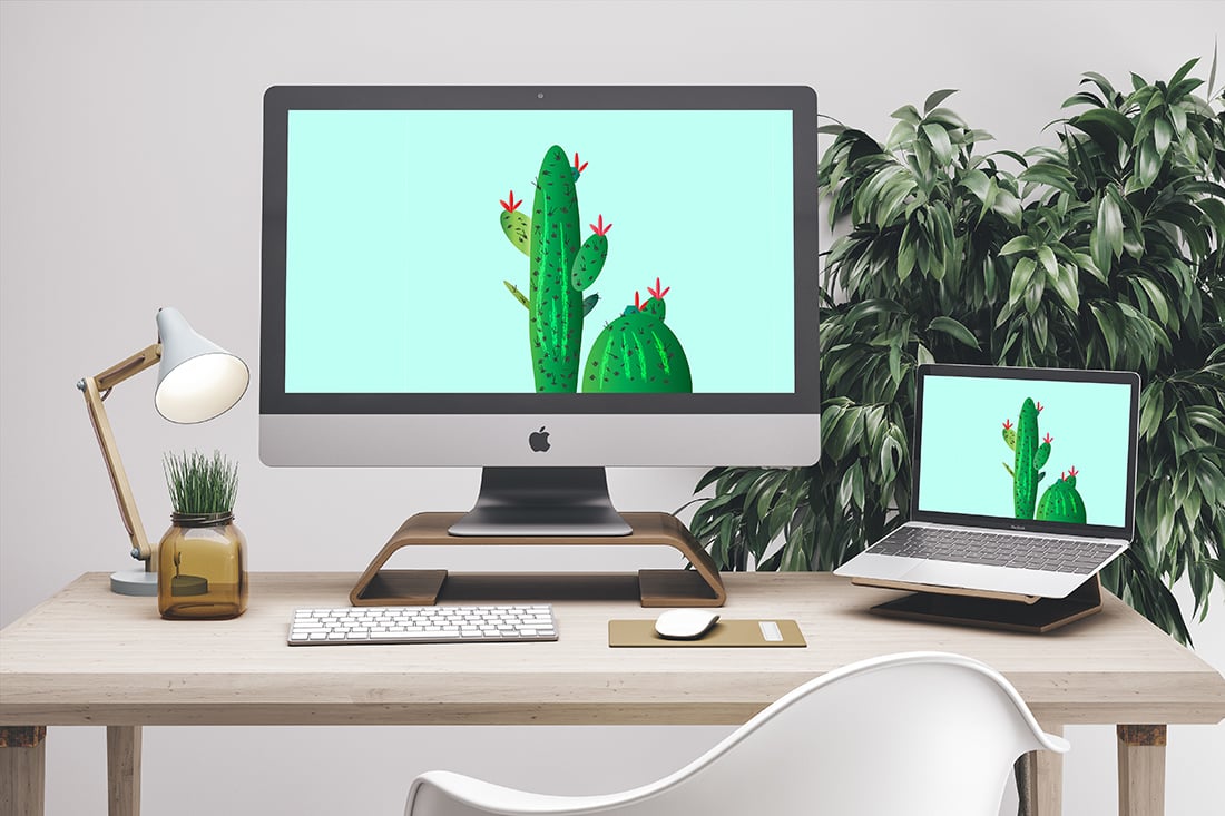 Free Cactus Art to Prettify Your Tech • Wallpaper / Screen Saver • Little Gold Pixel