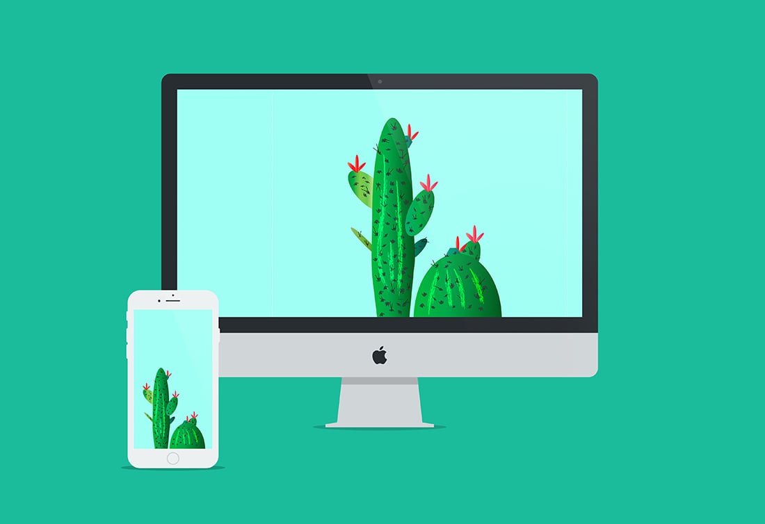 Free Cactus Art to Prettify Your Tech • Wallpaper / Screen Saver • Little Gold Pixel