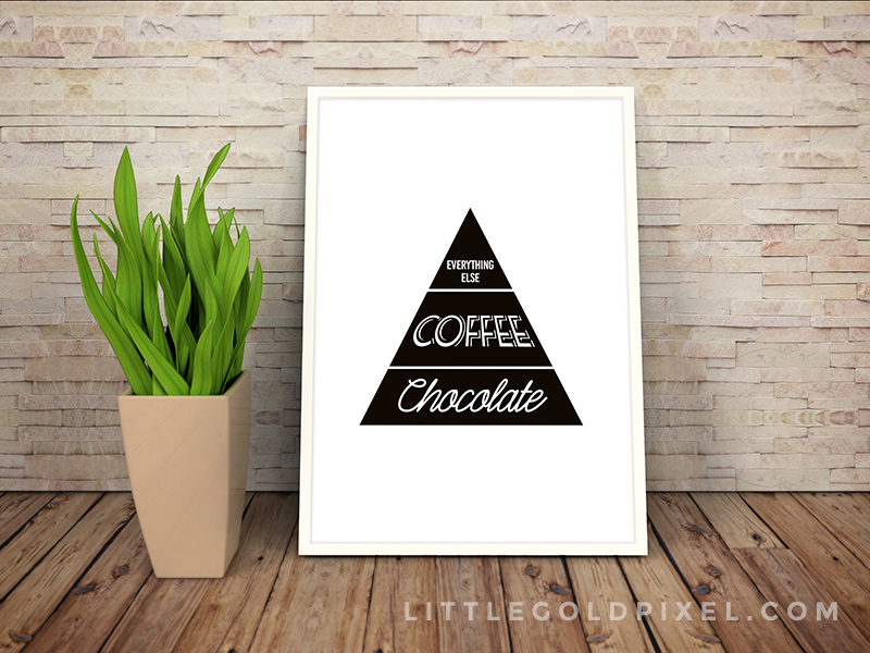 Kitchen Free Printables • Chocolate and Coffee Faux Food Pyramid Printable • Little Gold Pixel