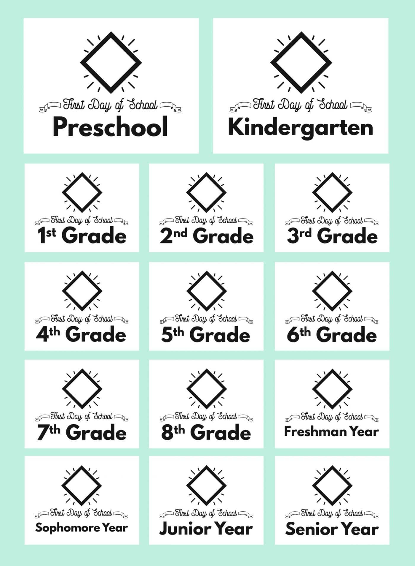 Download these Customizable First Day of School Free Printables, perfect for printing out no matter the year and updating on the fly with a Sharpie! Voila! • Little Gold Pixel