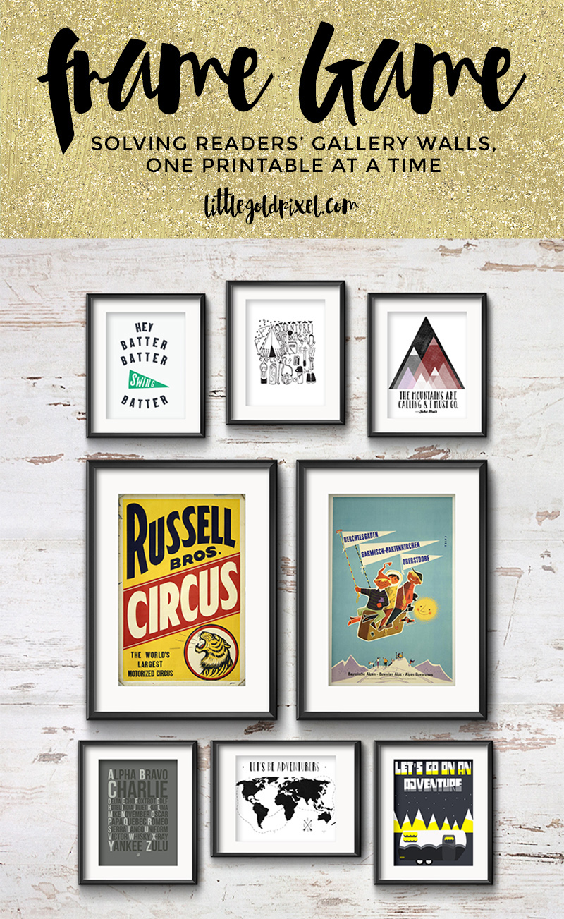 Adventure Gallery Wall • Frame Game • Little Gold Pixel • In this Frame Game, I curate an adventure gallery wall for kids, complete with free circus, skiing, mountains and camping printables.