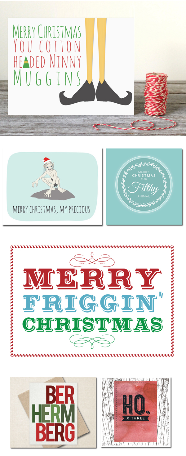 My Last-Minute Christmas Card Solution • littlegoldpixel.com • Funny, cute printable cards from Etsy designers