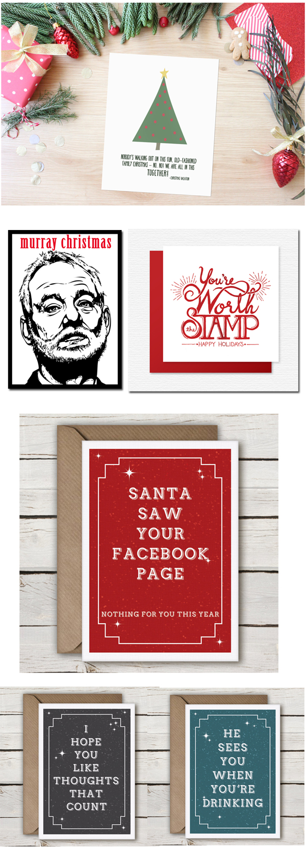 My Last-Minute Christmas Card Solution • littlegoldpixel.com • Funny, cute printable cards from Etsy designers