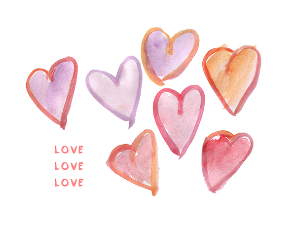 Hearts and Love Watercolor