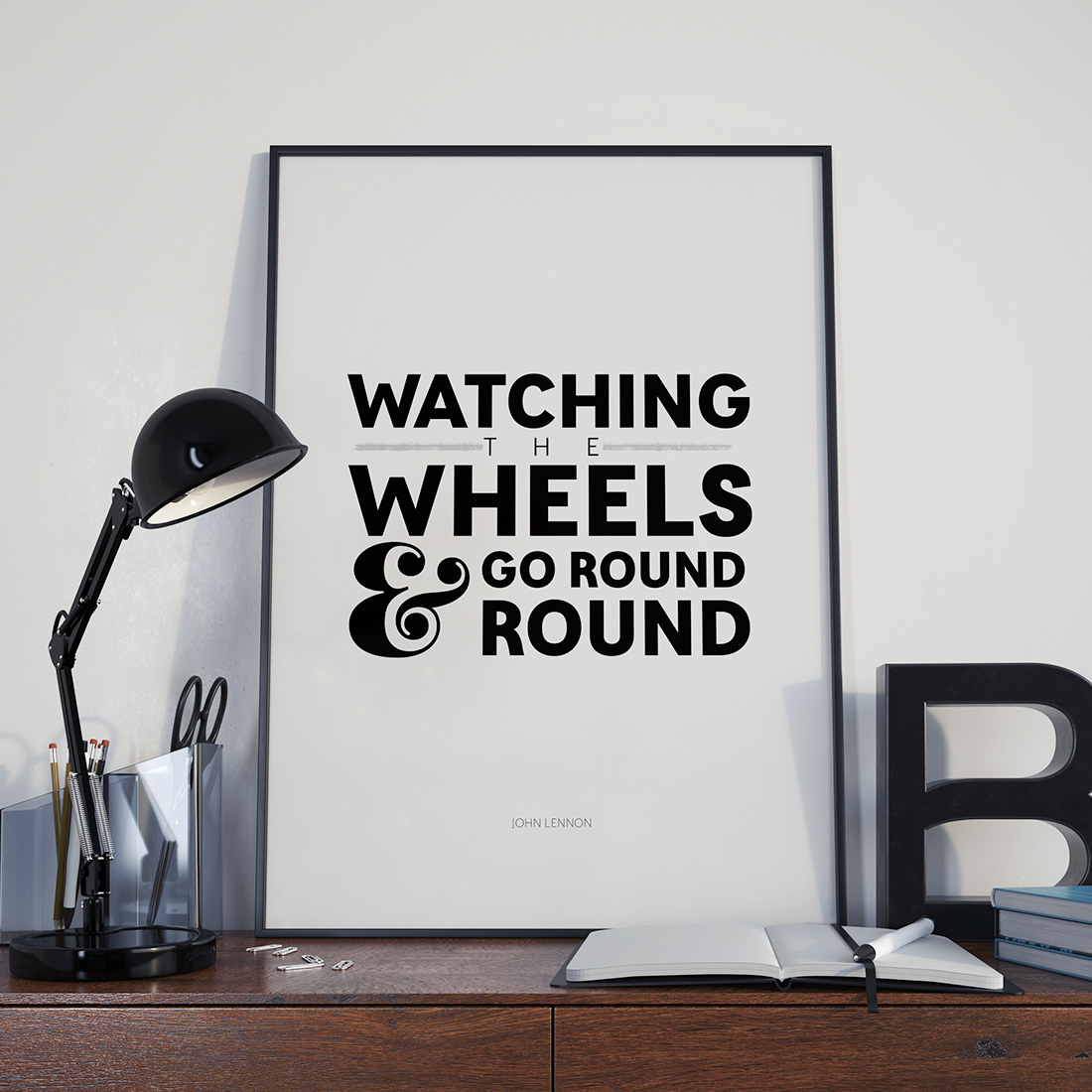 John Lennon Watching the Wheels Art Printable • Little Gold Pixel • shoplittlegoldpixel.com