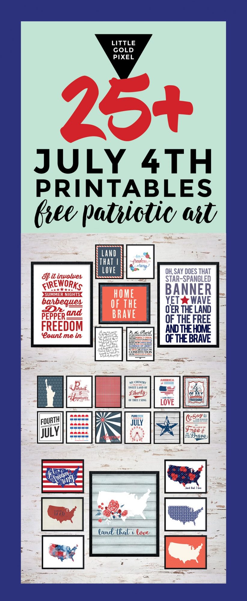 25+ July 4th Free Printables • Little Gold Pixel