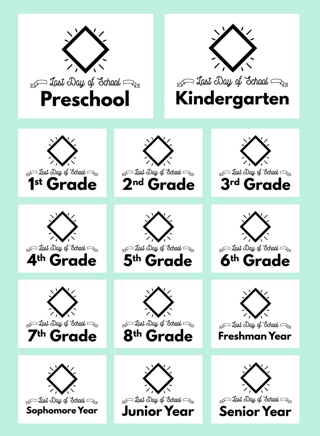 Last Day of School Printable Signs • Little Gold Pixel