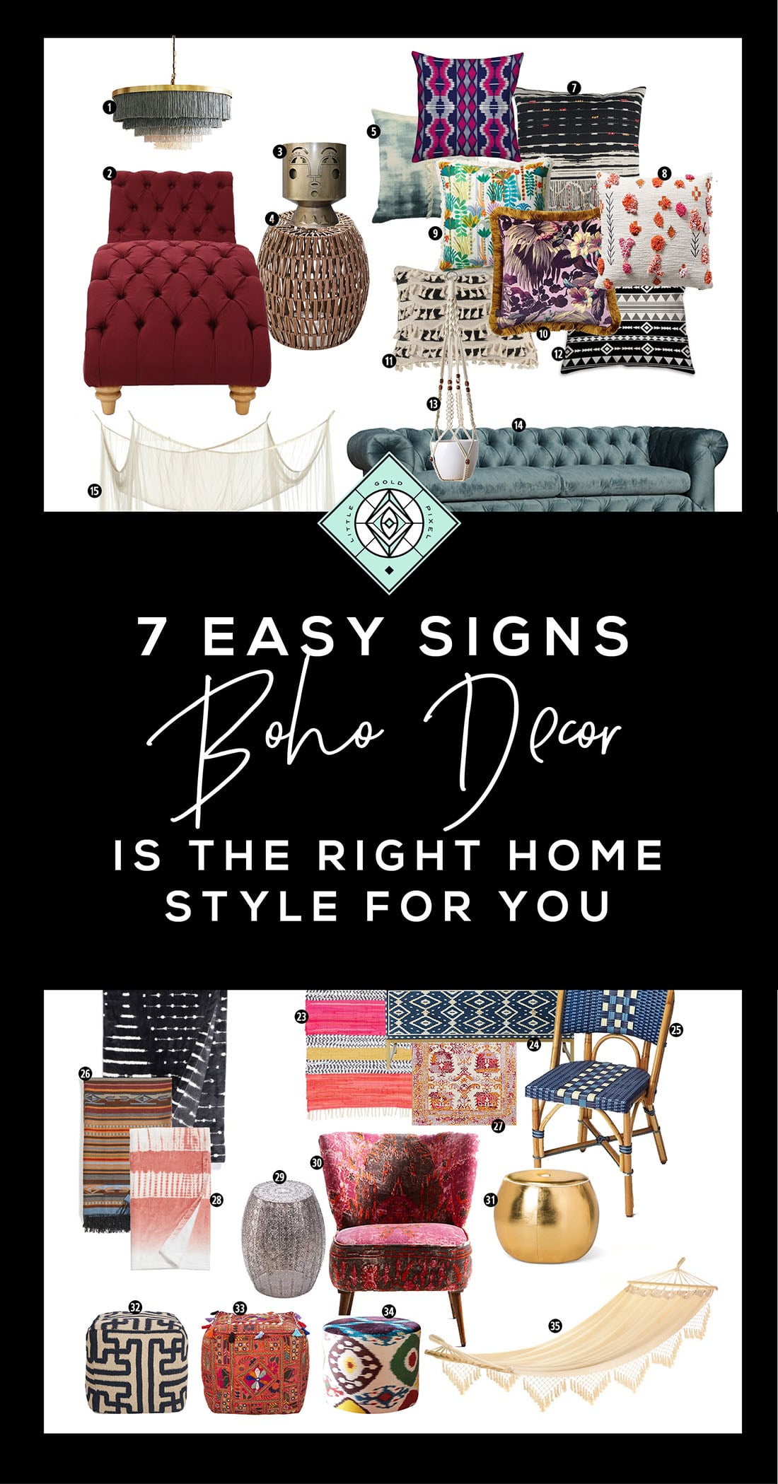7 Signs Boho Decor is the Right Home Style for You • Little Gold Pixel • Click through to find out if you're compatible with boho chic/bohemian decor!