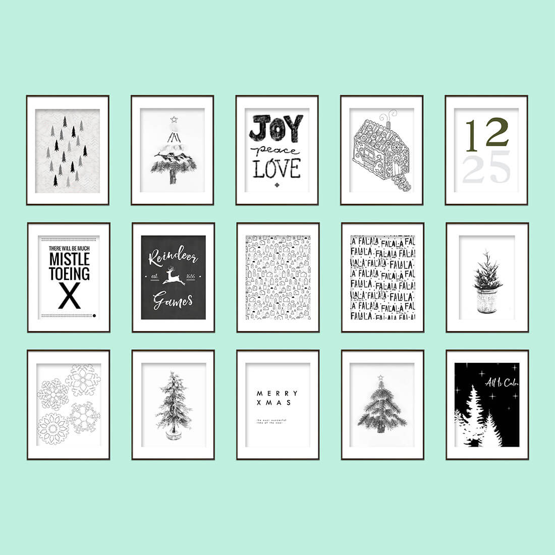 15 Free Christmas Printables B W Holiday Roundup Little Gold Pixel