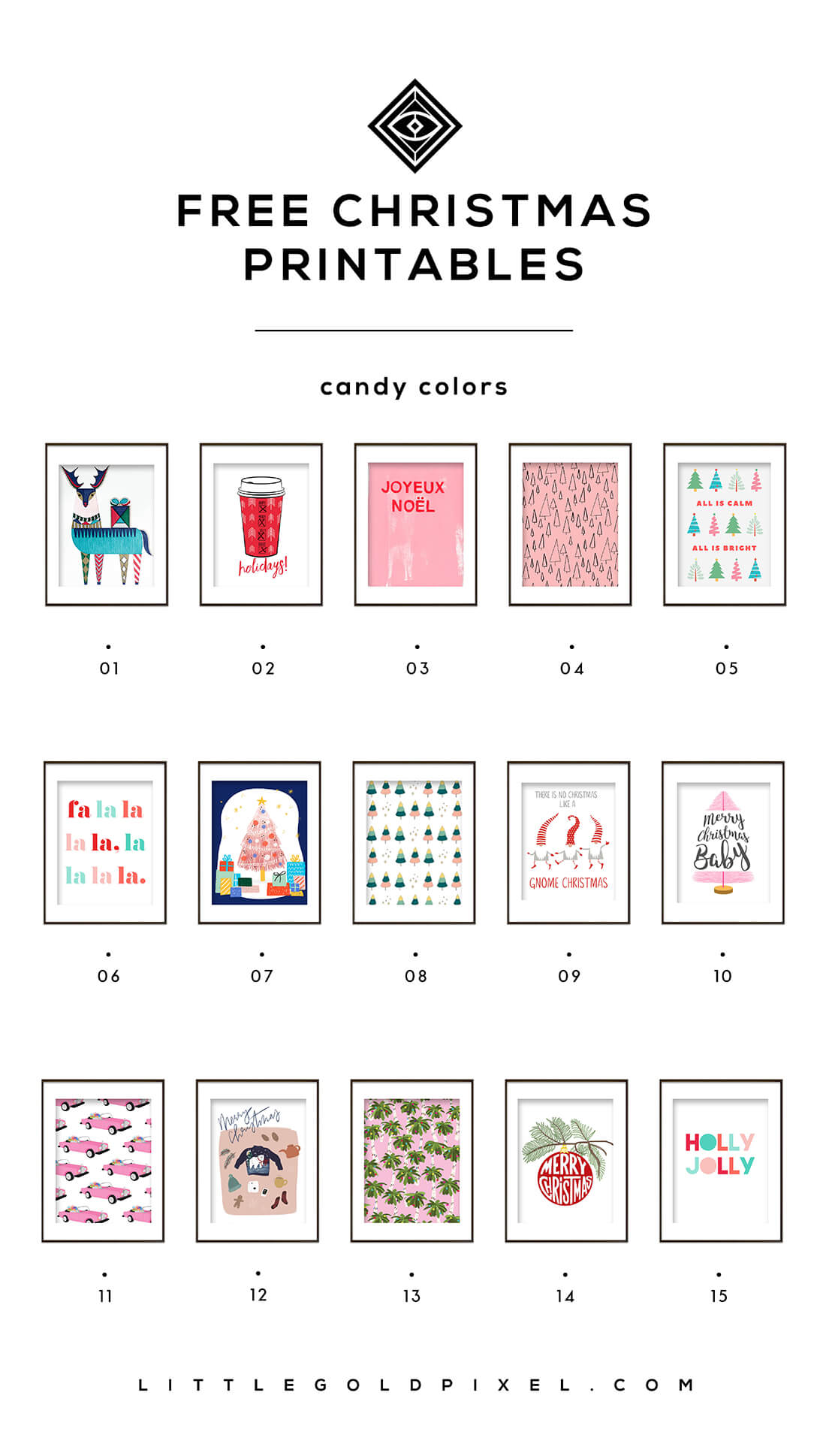 15 Free Christmas Printables: Candy Colors Roundup • Little Gold Pixel • #colorful #freebies #freeprintables #freechristmasart #christmas #christmasprintables #printableart #artprint