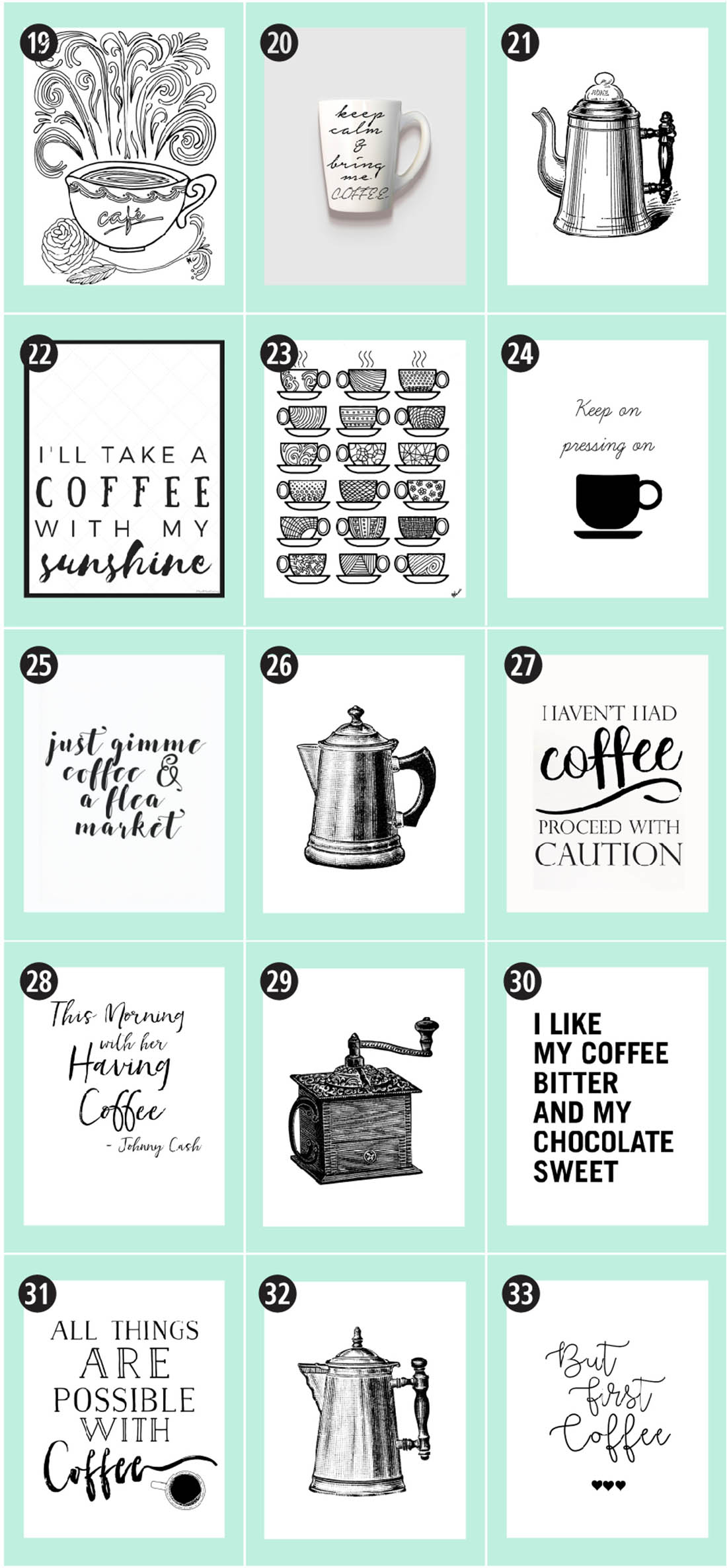 180+ Coffee Free Printables: The Ultimate Guide • Little Gold Pixel • Find the motherlode of curated coffee printables here. Click through to see more!