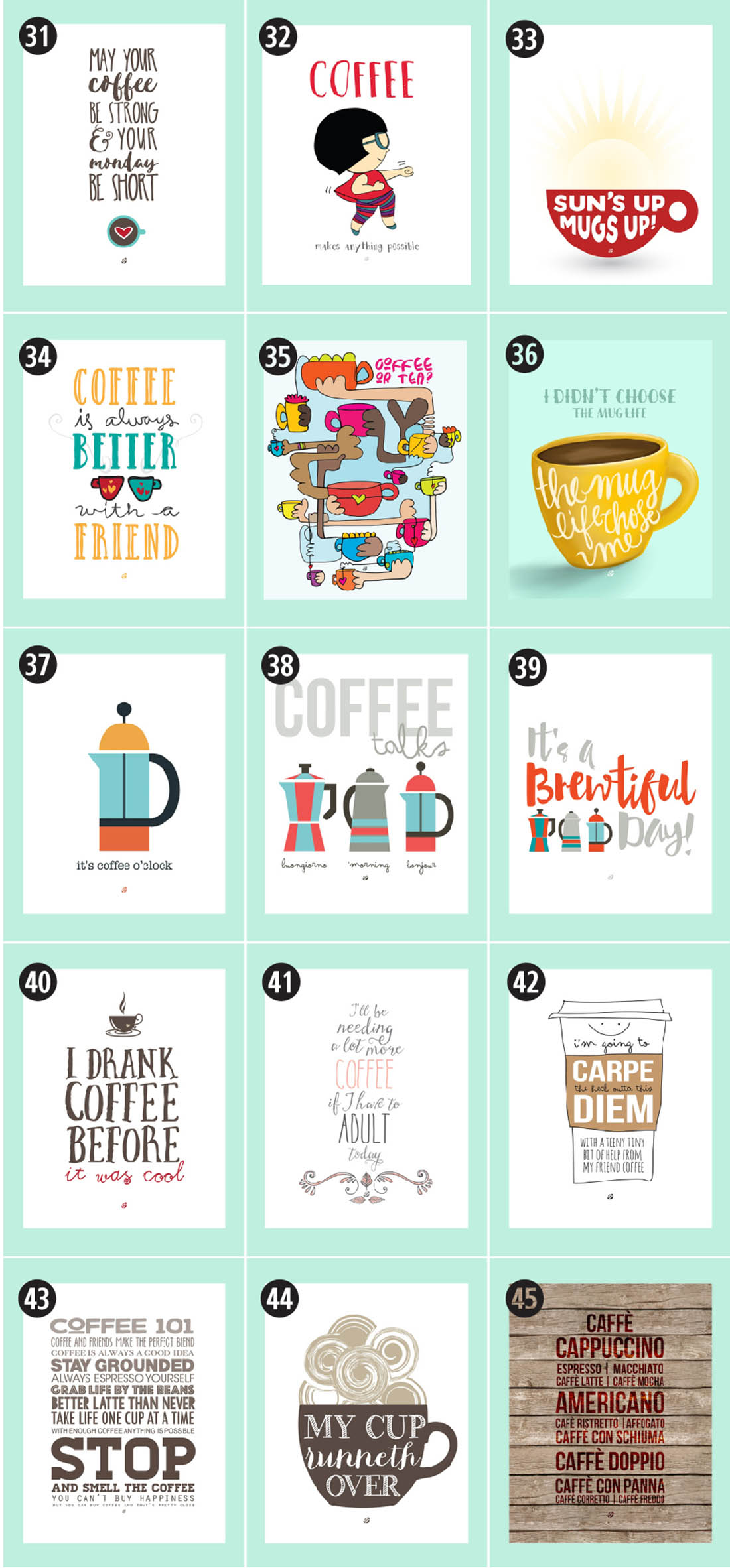 180+ Coffee Free Printables: The Ultimate Guide • Little Gold Pixel • Find the motherlode of curated coffee printables here. Click through to see more!