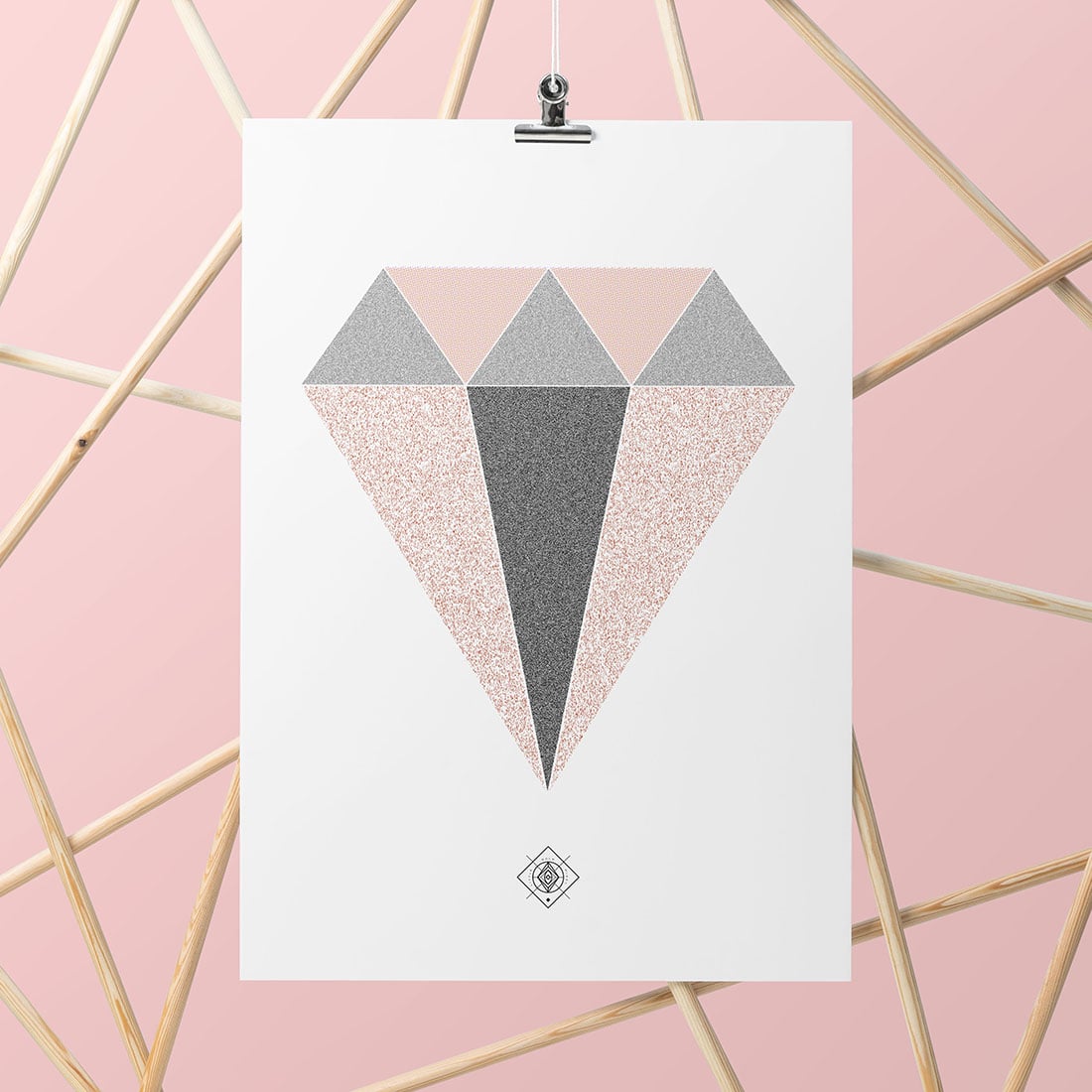 Geometric Diamond Free Printable • Little Gold Pixel • Download this diamond free printable as part of my Freebie Friday series. Instant wall art! Bonus: watch the time-lapse video to see how I made it.