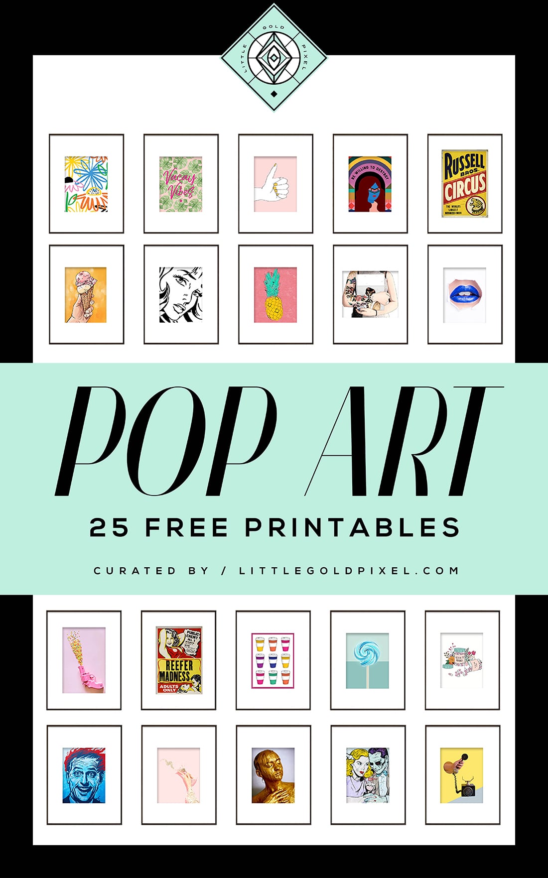 15 Free Gallery Wall Art Roundups to Bookmark • Little Gold Pixel • In which I share 15 free gallery wall art roundups that you can bookmark and share to create easy themed wall art throughout your home.