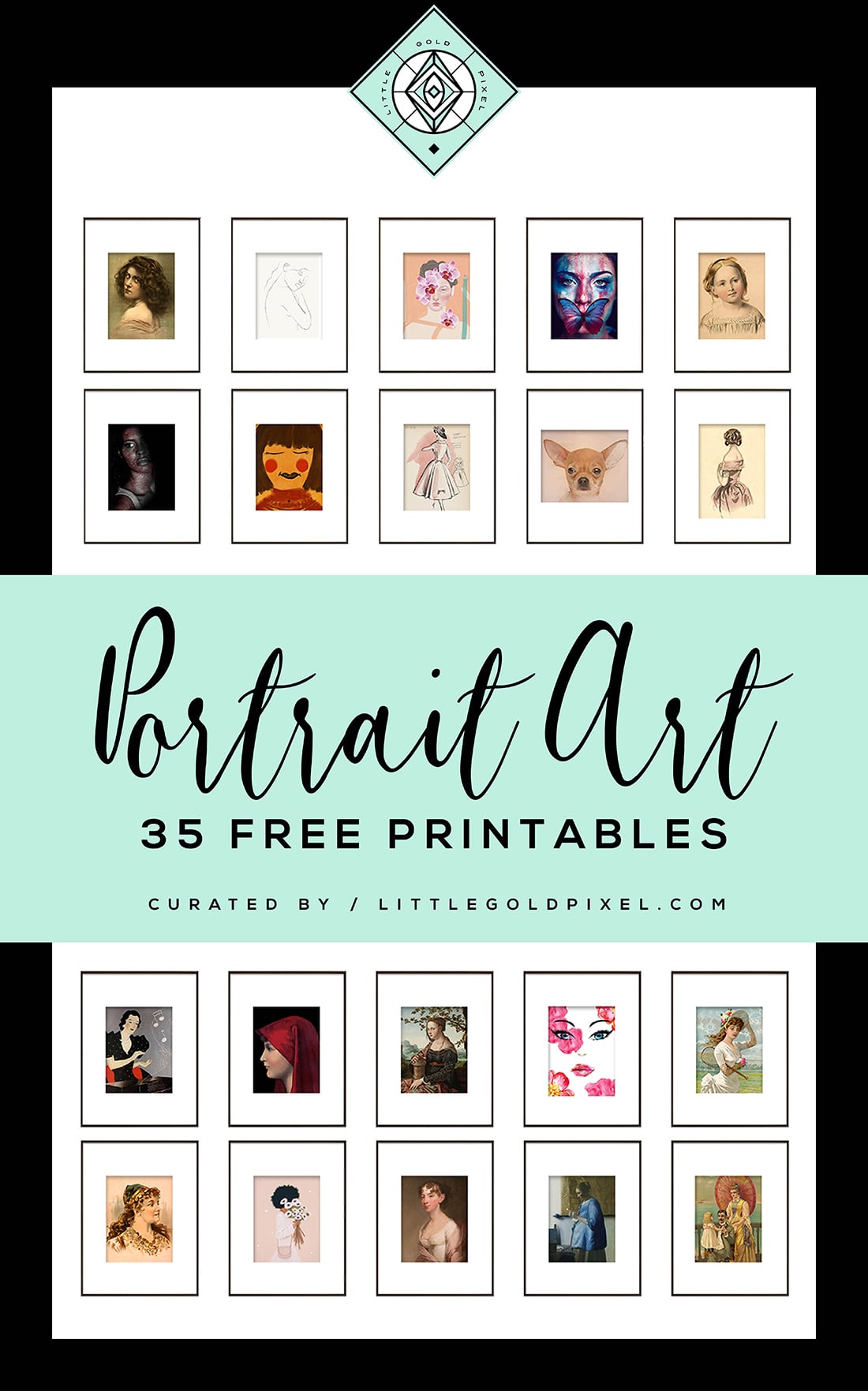 Free Portrait Art for Your Gallery Walls • Little Gold Pixel