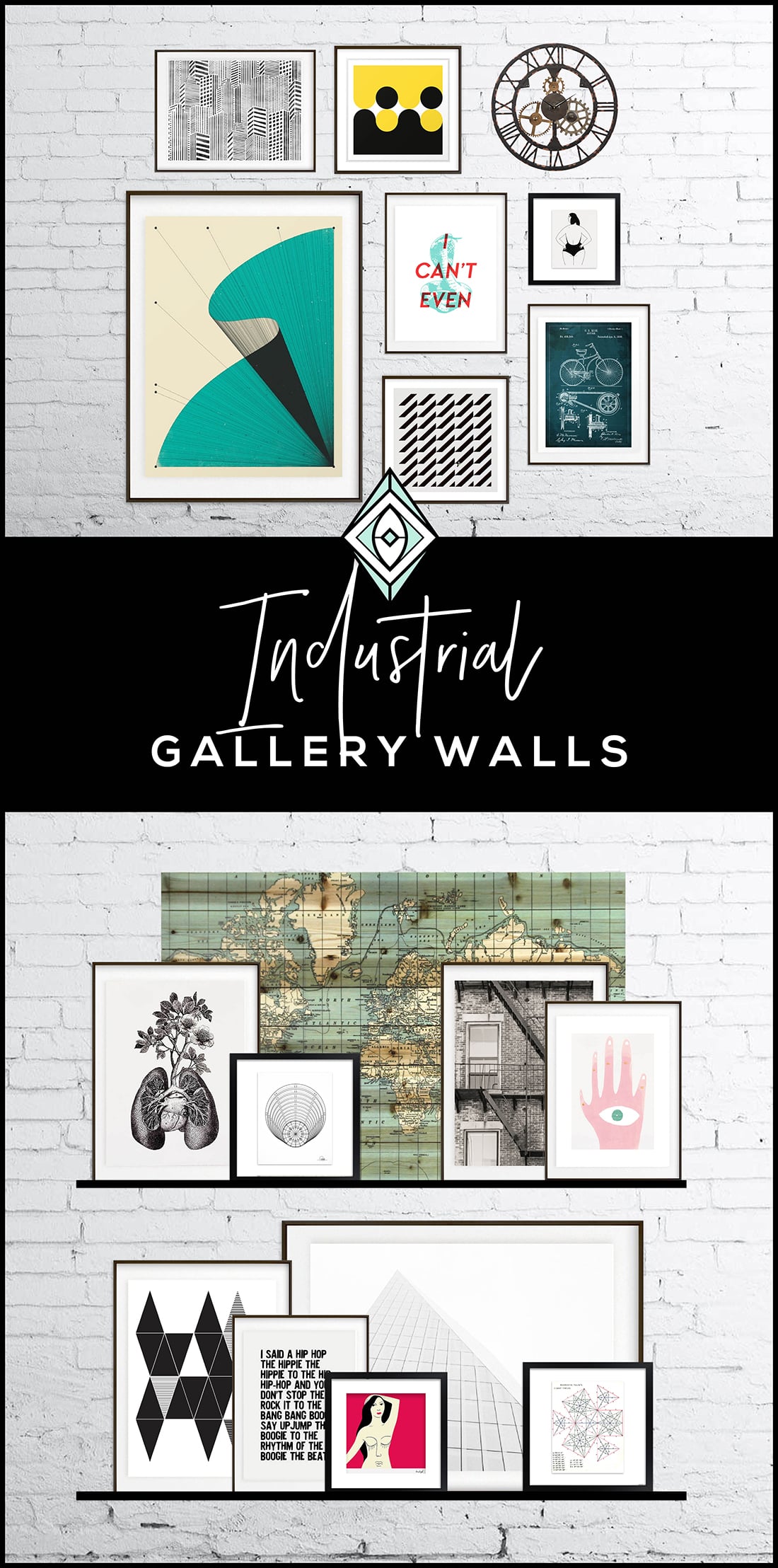 How to Create an Industrial Gallery Wall • Little Gold Pixel • You have the Industrial decor, but what about the equally industrial gallery wall? Click through for a detailed style guide and gallery wall examples!