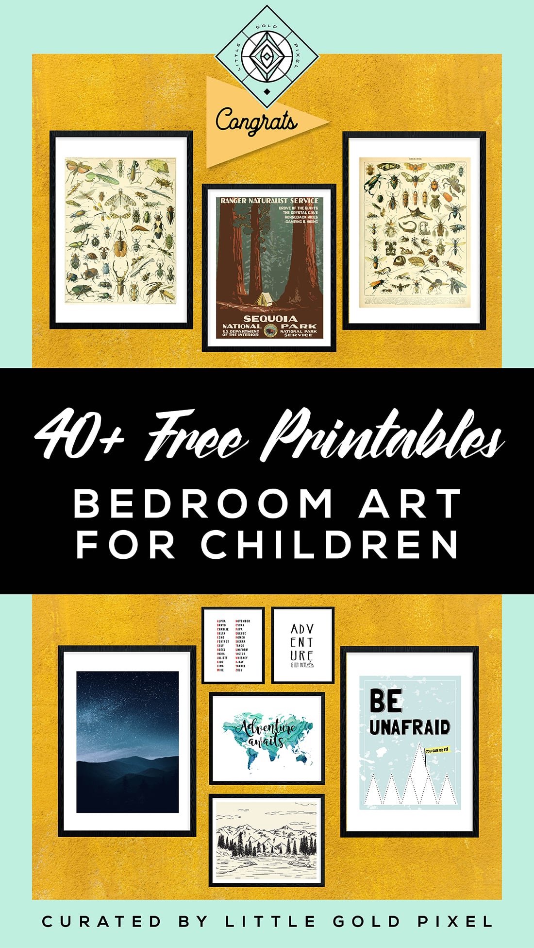 40+ Free Printables for Big Kids + 7 Gallery Wall Idea • Little Gold Pixel