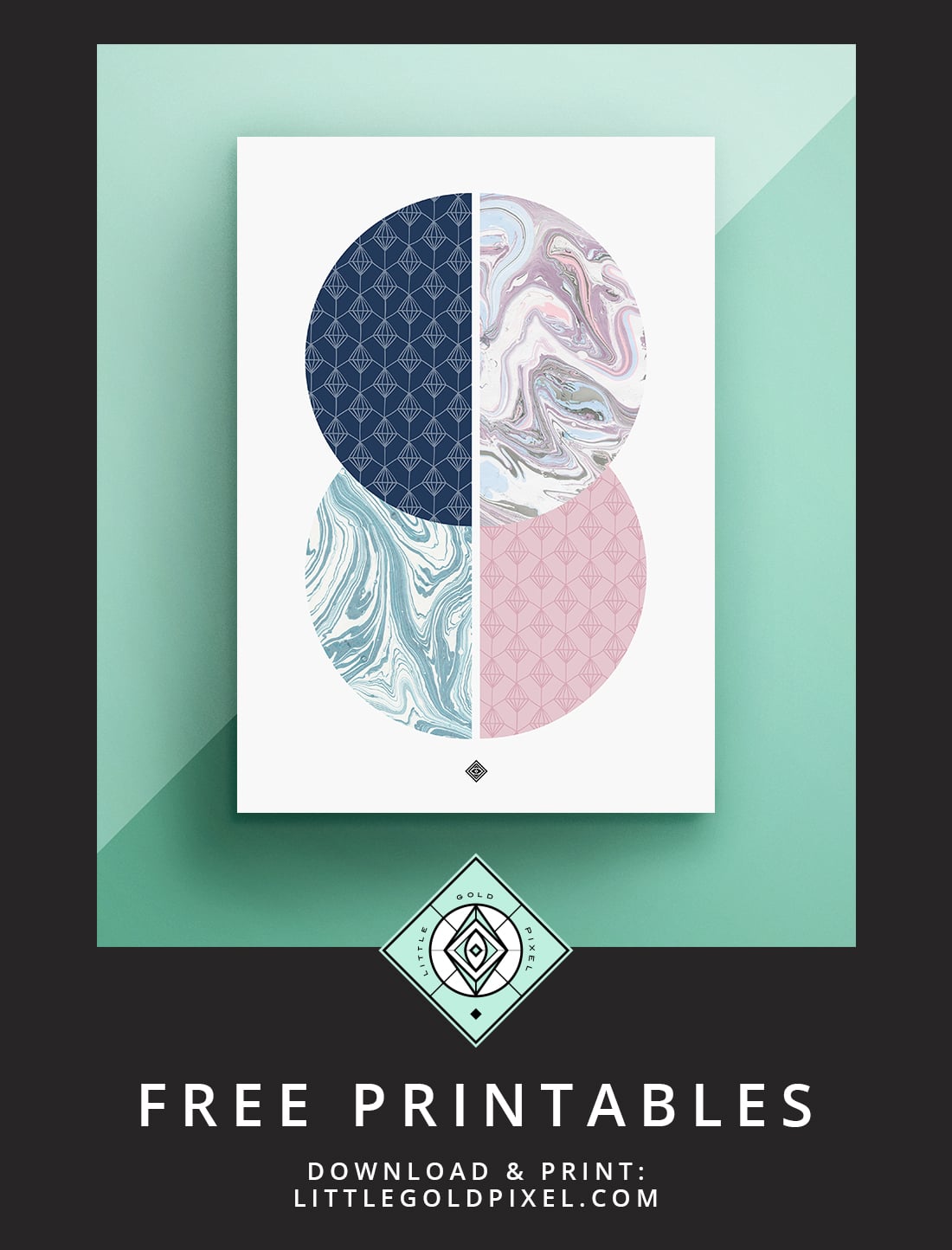 Download this marble circles free printable as part of my Freebie Friday series. Mid mod & glam. Print & hang today!