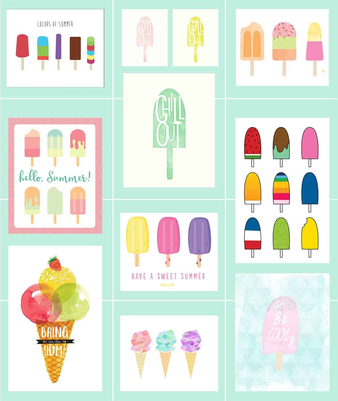 Ice Cream Free Printables 40 Summer Art Roundup Little Gold Pixel
