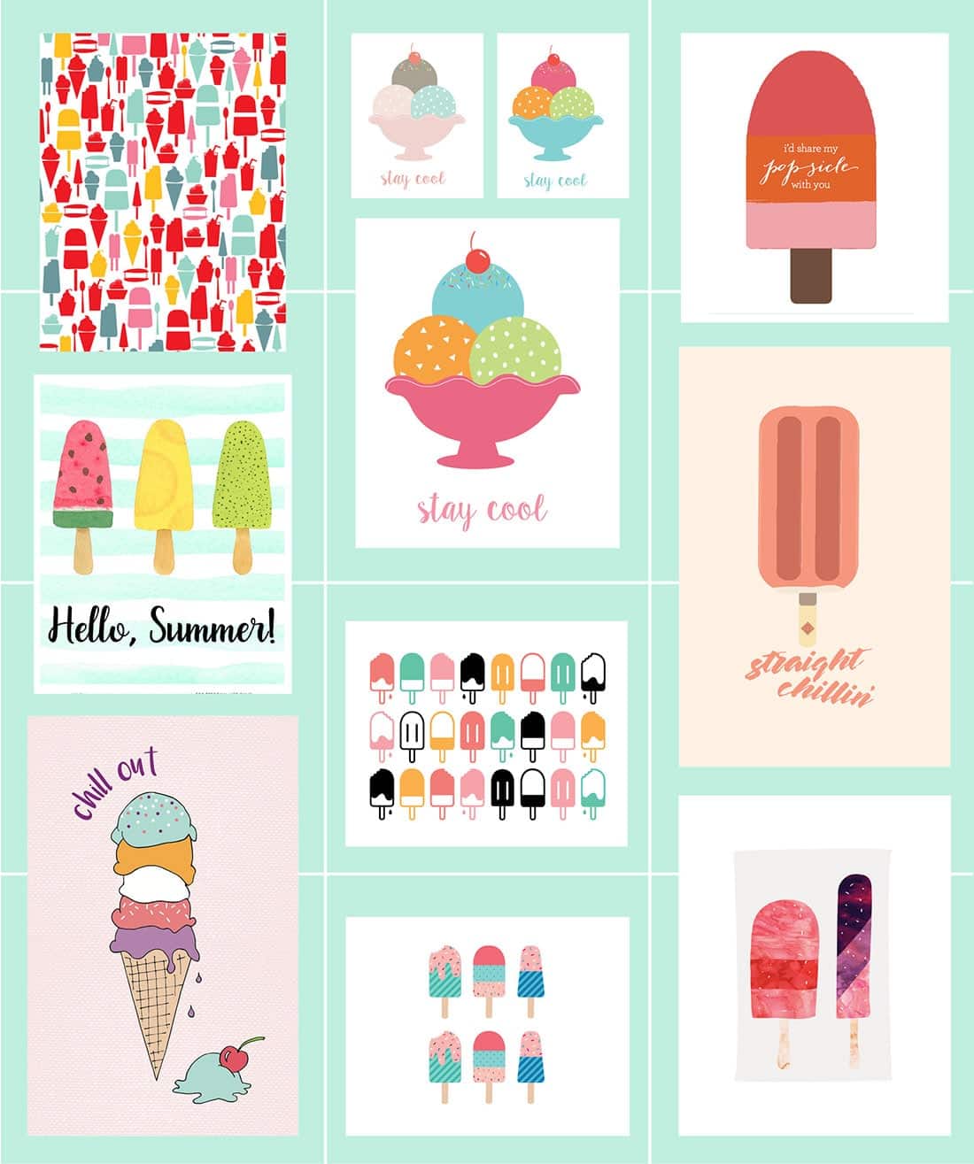 In which I round up 40+ ice cream free printables perfect for incorporating into your summer gallery walls or seasonal decor. Who doesn't love ice cream!? • littlegoldpixel.com