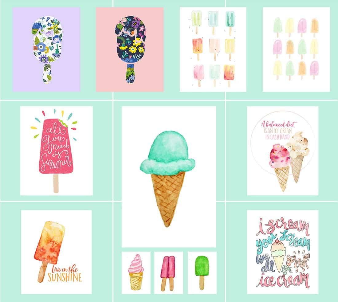 In which I round up 40+ ice cream free printables perfect for incorporating into your summer gallery walls or seasonal decor. Who doesn't love ice cream!? • littlegoldpixel.com