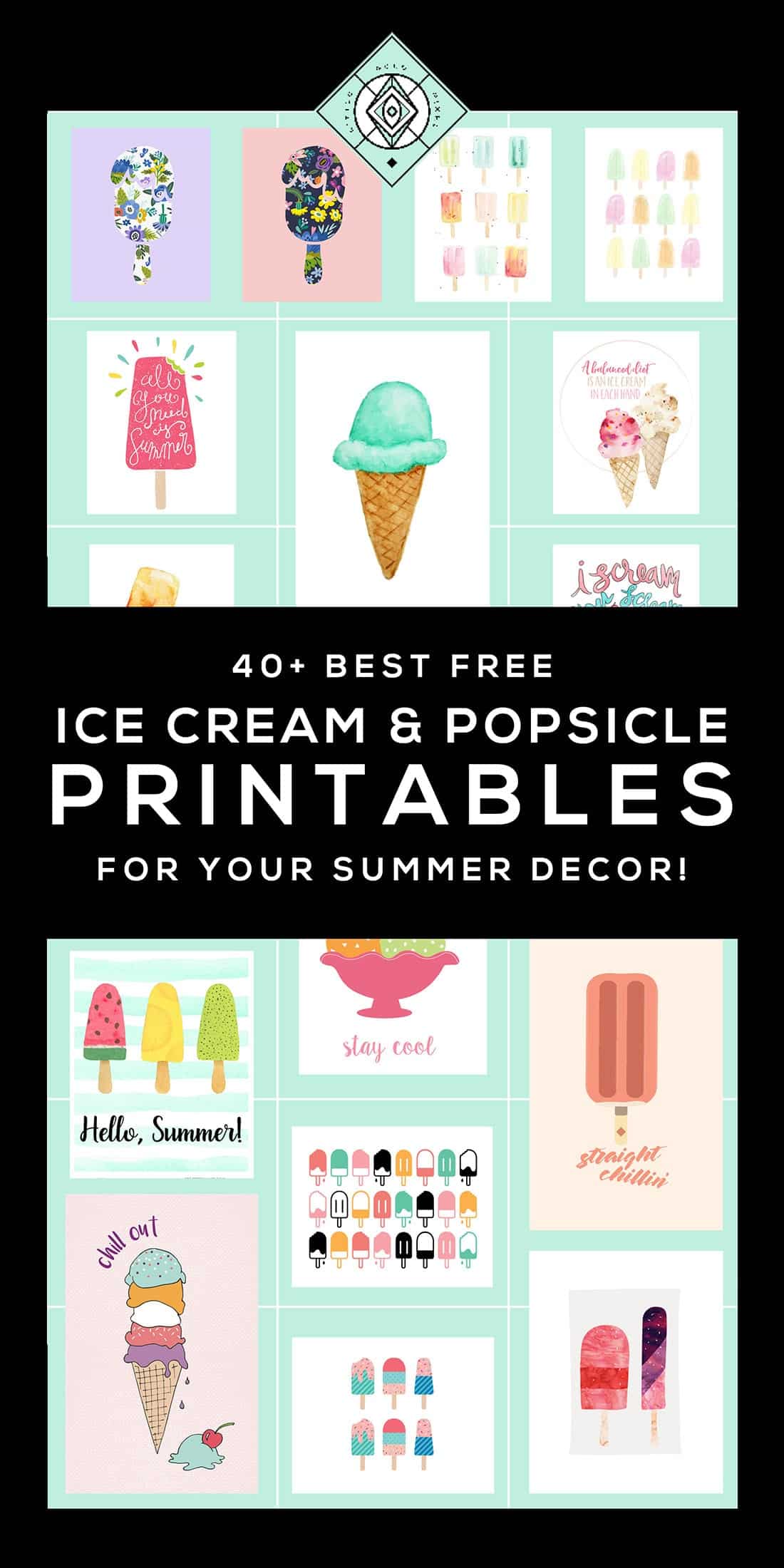 In which I round up 40+ ice cream free printables perfect for incorporating into your summer gallery walls or seasonal decor. Who doesn't love ice cream!? • littlegoldpixel.com