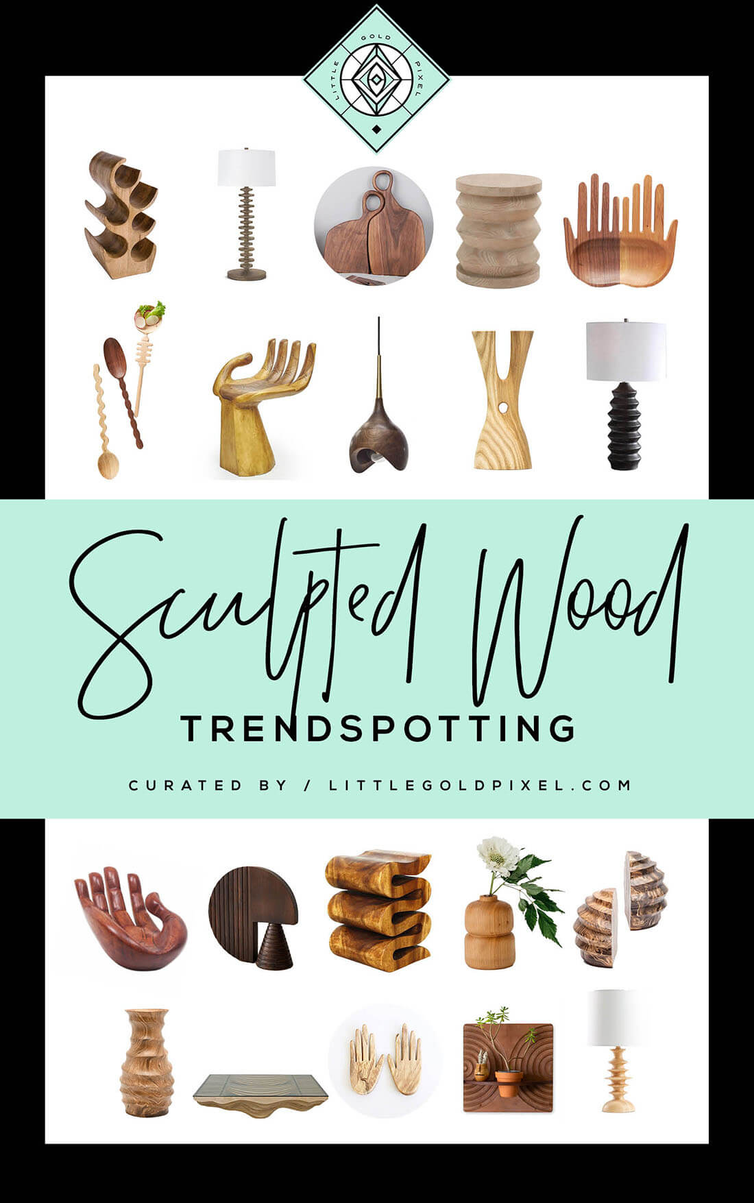 20 Modern Wood Pieces You'll Want to Add to Your Cart • Little Gold Pixel • #boho #mcm #midcentury #modern #wood #sculpted #decorideas #artisandecor