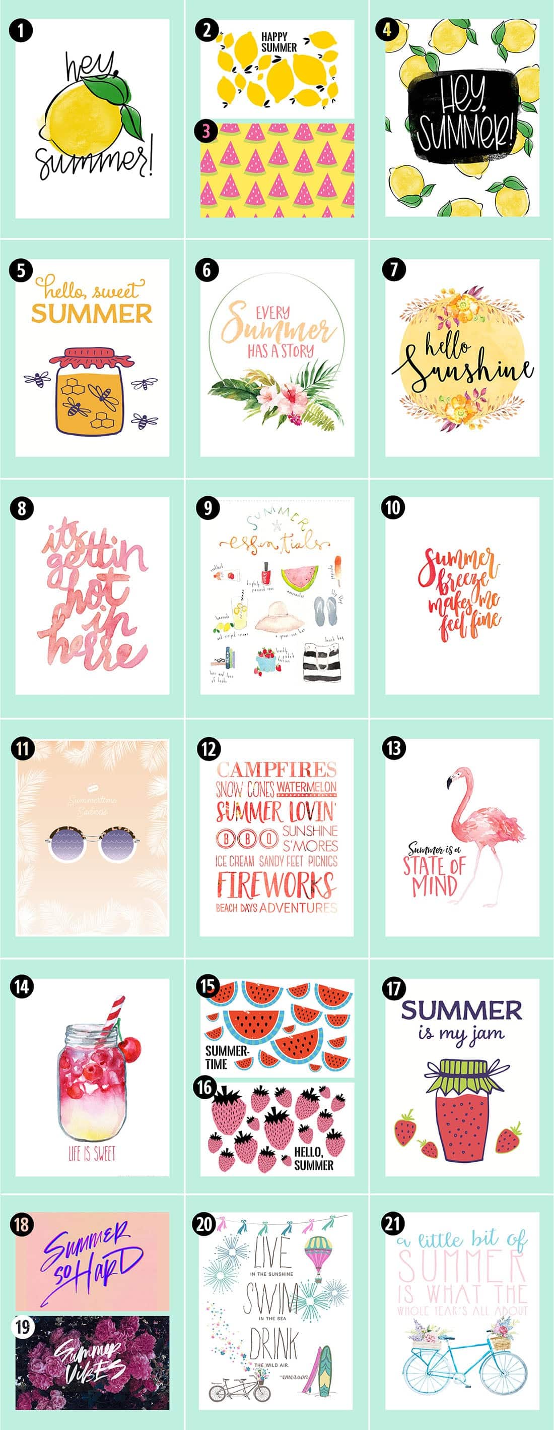 Roundup: 38 Free Summer Printables • Little Gold Pixel