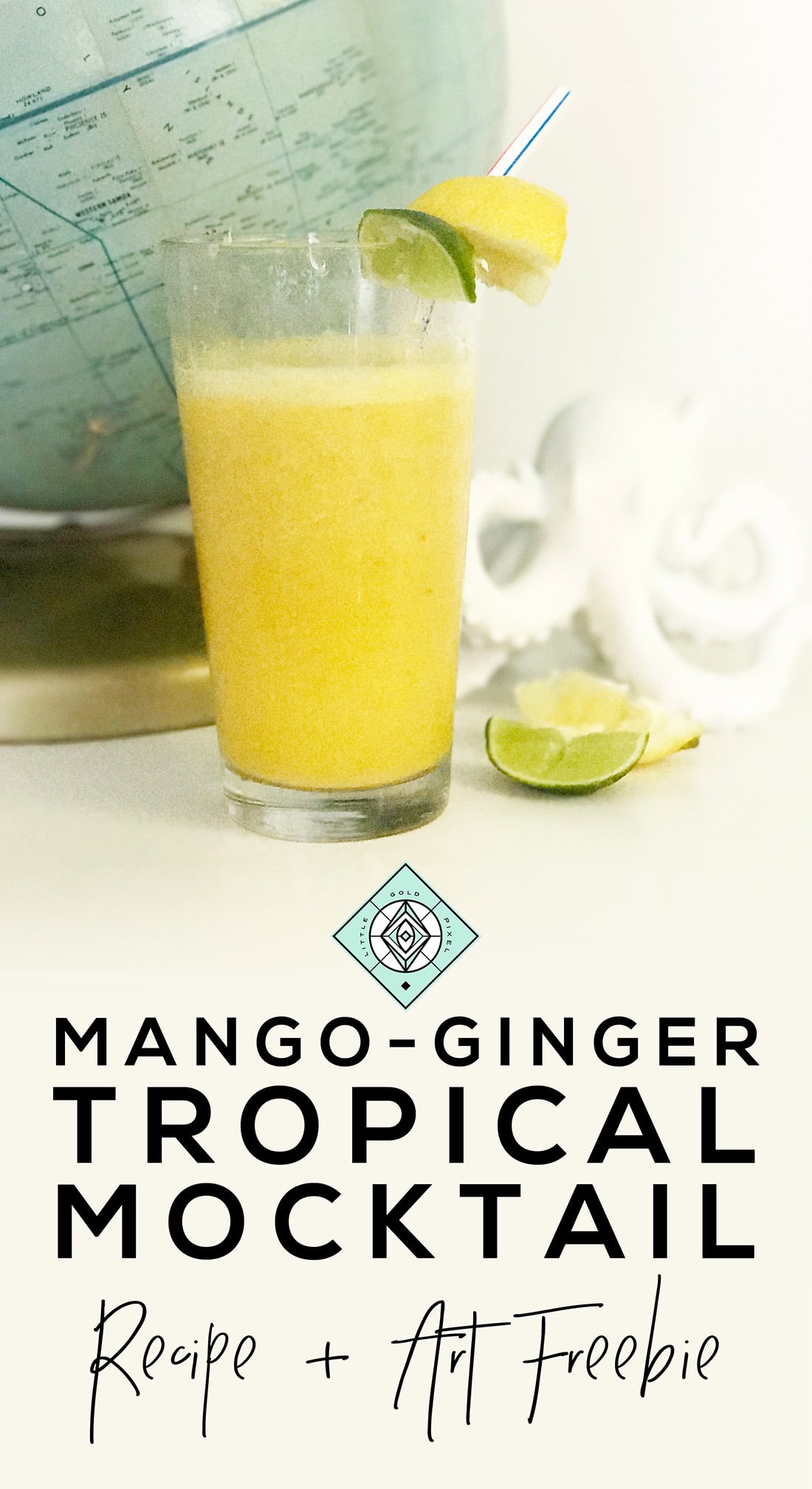 Mango Ginger Mocktail + Free Summer Printable • Little Gold Pixel