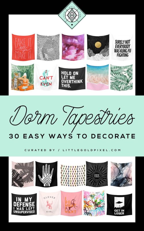 Dorm Tapestries • 30 Decor Ideas For College Students • Little Gold Pixel