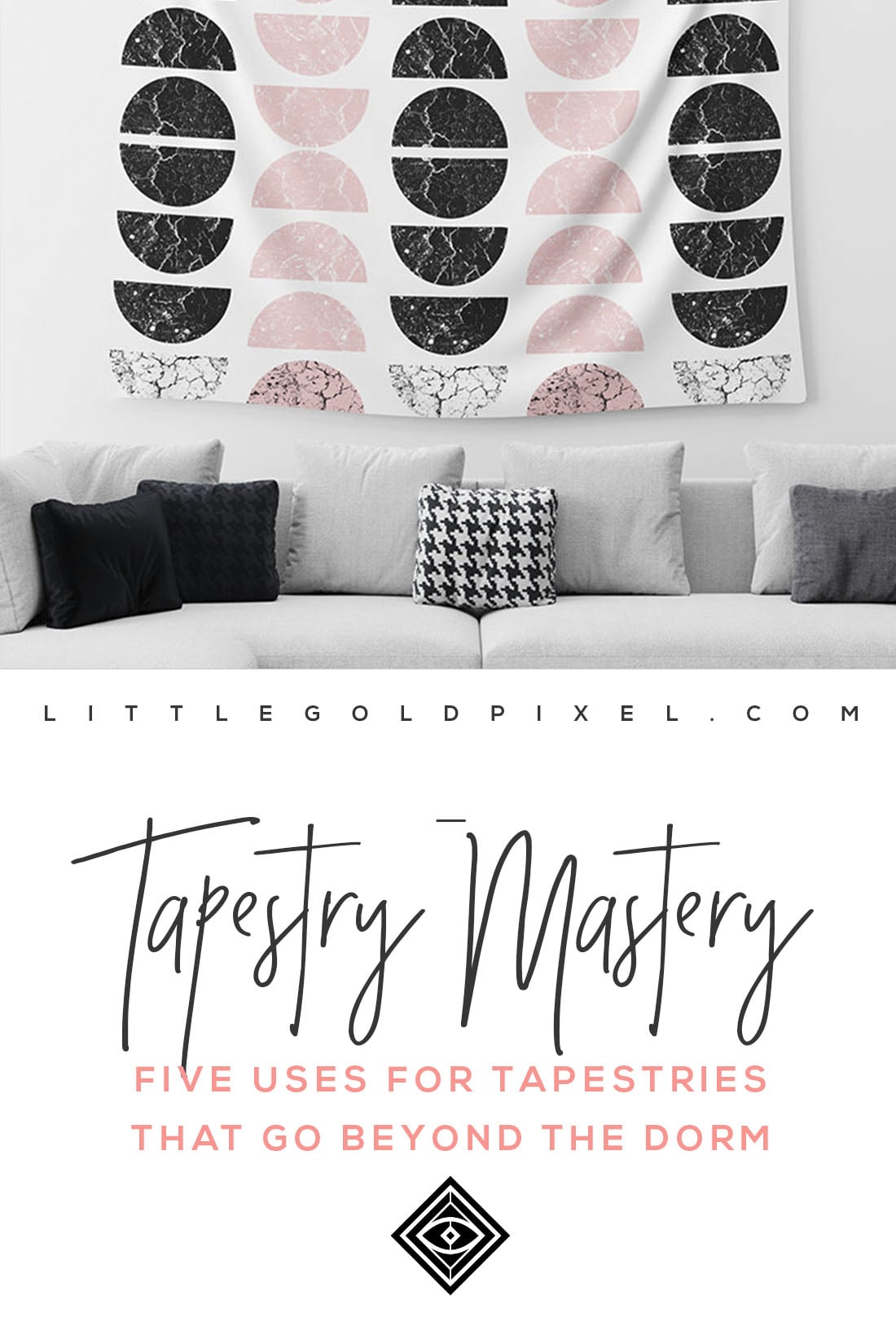 5 Tapestry Decor Ideas That Go Beyond the Dorm • Little Gold Pixel • In which I explore 5 tapestry decor ideas that go beyond the dorm. Decorate your grown-up space with these boho wall art essentials, and look luxe doing it!

#tapestry #decor #wallart #wallhangings #decorideas #decortips