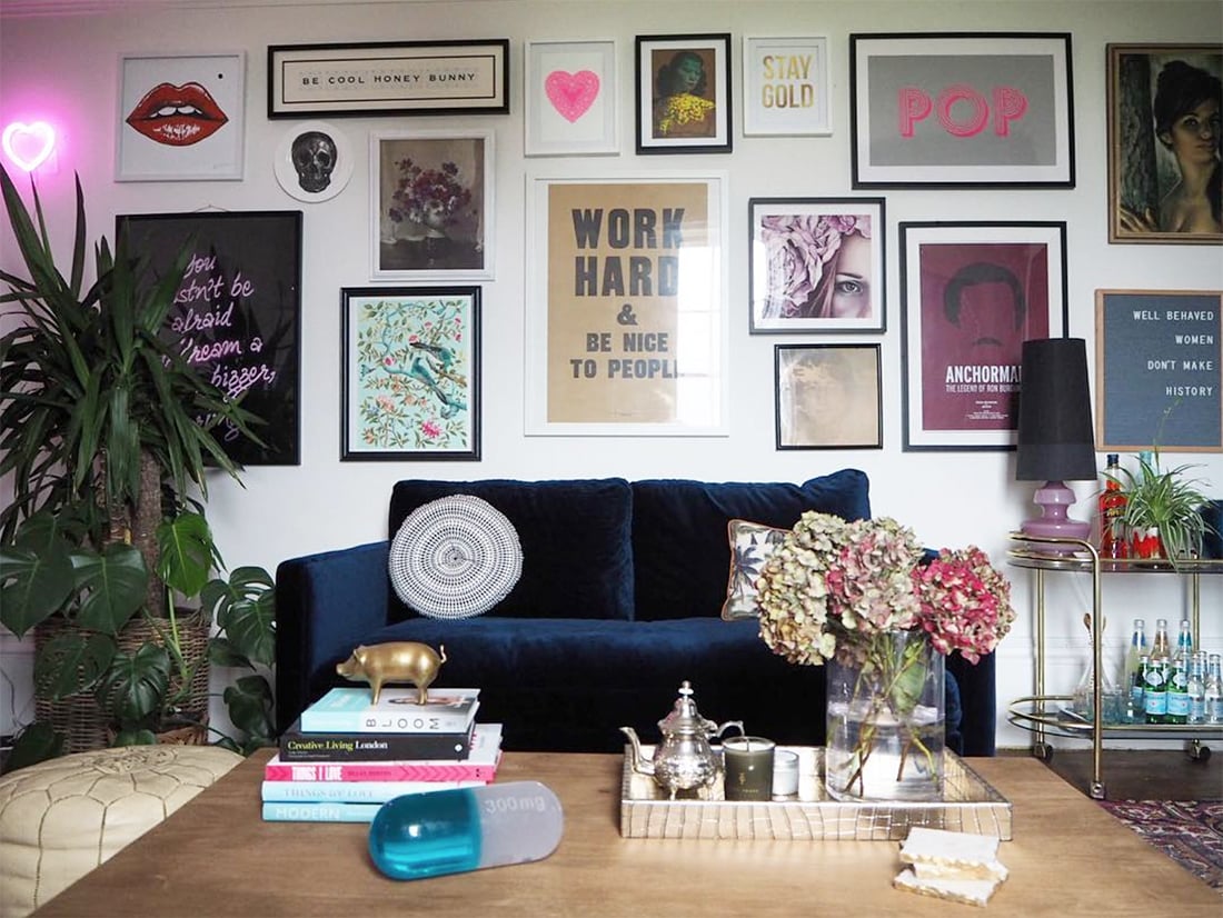 Wall Around the World: A Gallery Wall Series by Little Gold Pixel • Part 4: Upcycled Eclectic Gallery Wall in England • Modern, glam, thrifted • #hometour #decorideas #interiors