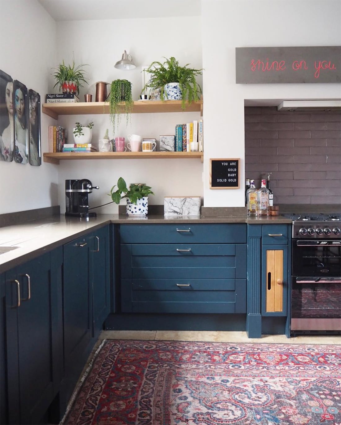 Antrim Painted in Farrow and Ball Pitch Blue - Eclectic - Kitchen