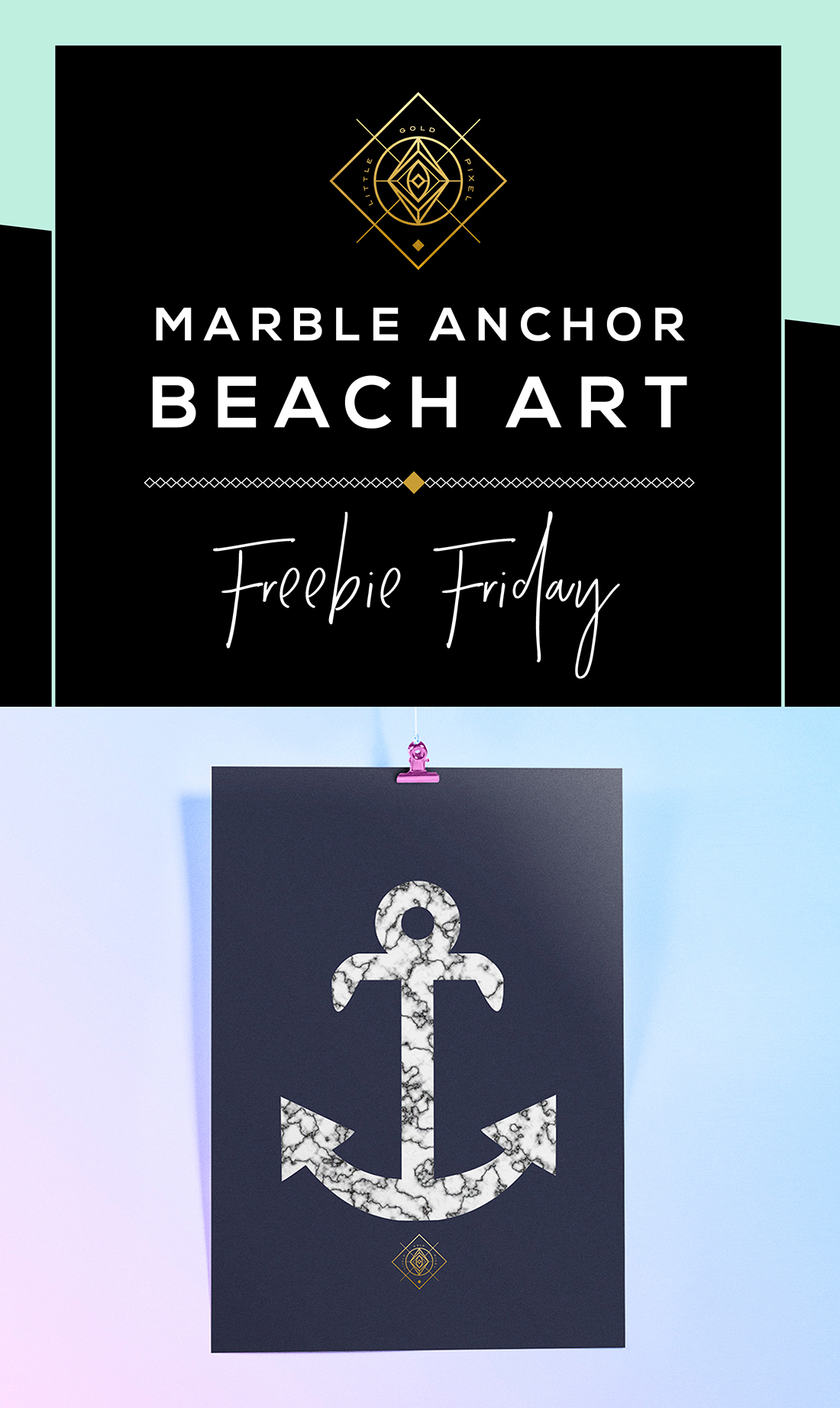 Marble Anchor Free Printable • Little Gold Pixel