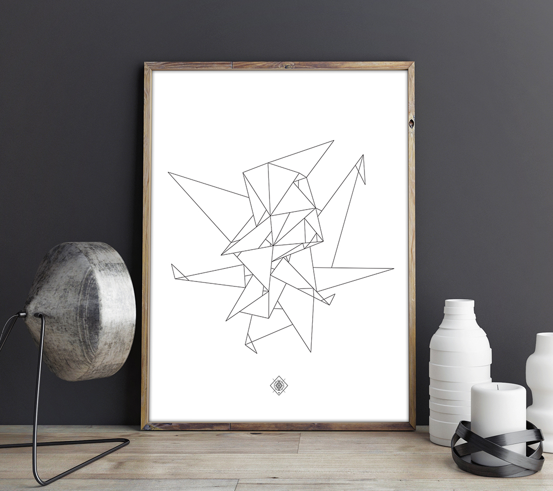 Origami Line Art Free Printable • Little Gold Pixel