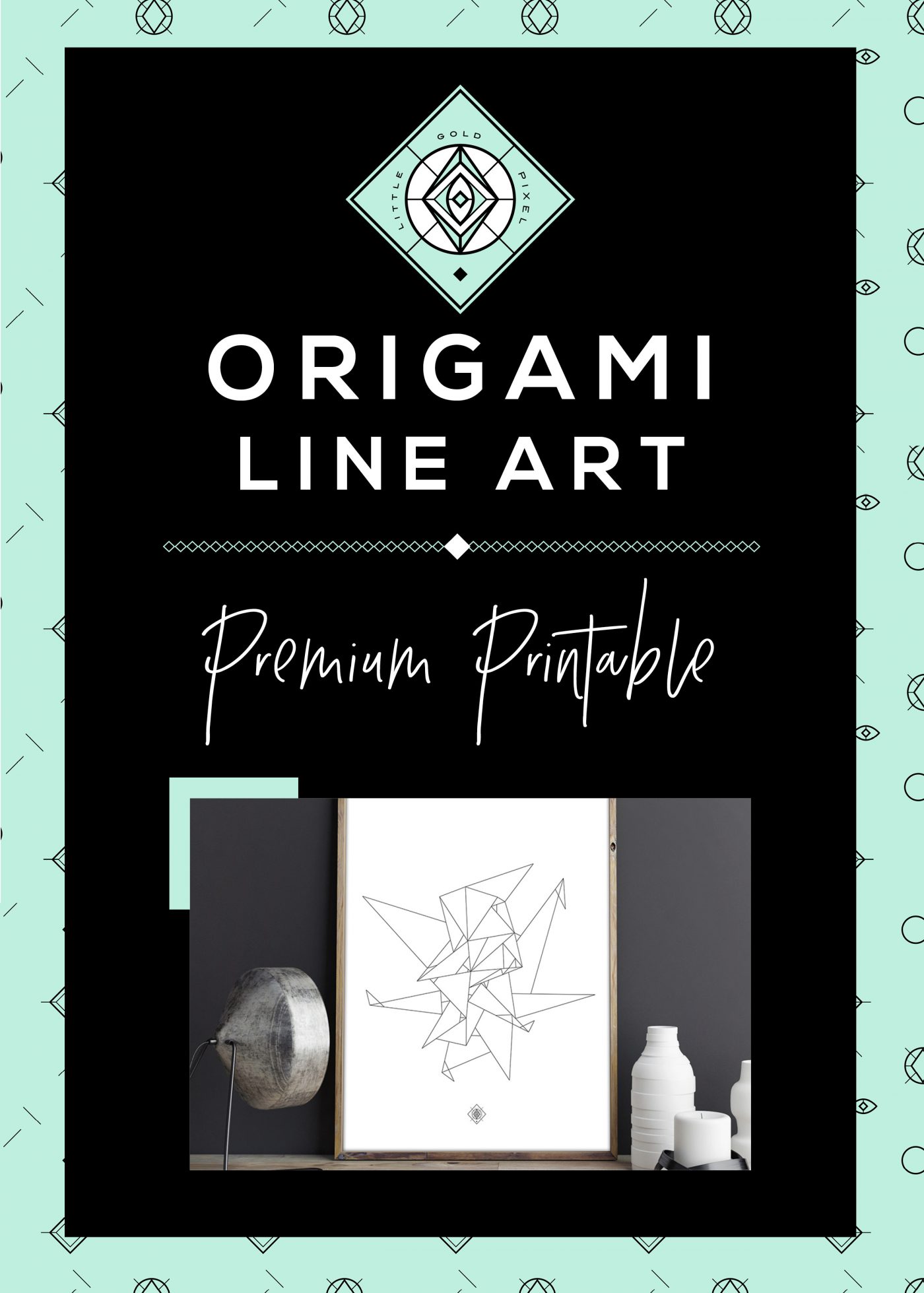 Origami Line Art Free Printable • Little Gold Pixel